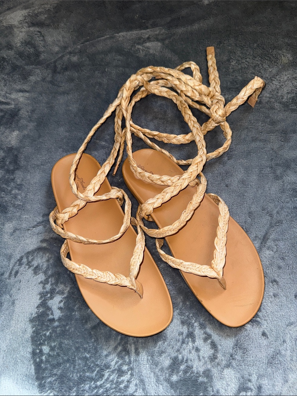 Women’s Tan Braided Lace-Up Sandals